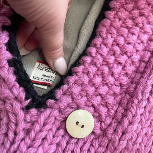 Nirvana Designs Hand Knit Pink Purple Cat Fox Wool Hat - Picture 3 of 7